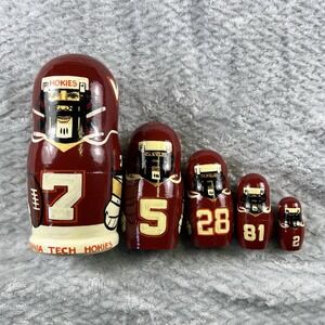Virginia Tech Hokies Nesting Dolls Russian Matryoshka Football 5 Pc Tyrod 2006